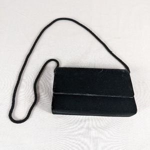 Indeed Vintage Retro Y2K Velvet Black Purse Homecoming Prom Wedding Beaded Strap
